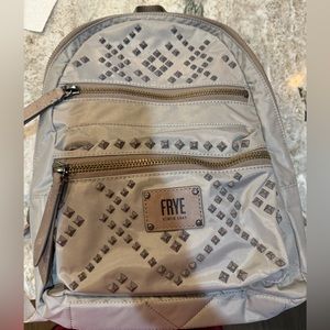 Frye grey nylon backpack (large) with studs